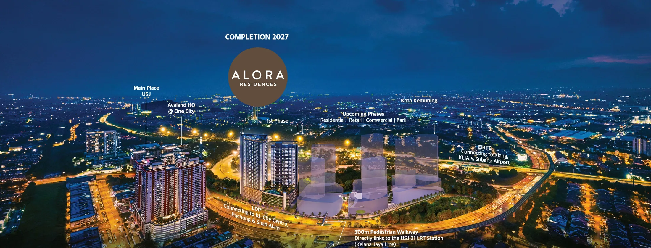 Avenue25 township in Subang Jaya with Alora Residences as the first phase, next to LDP, ELITE and the USJ21 LRT walkway